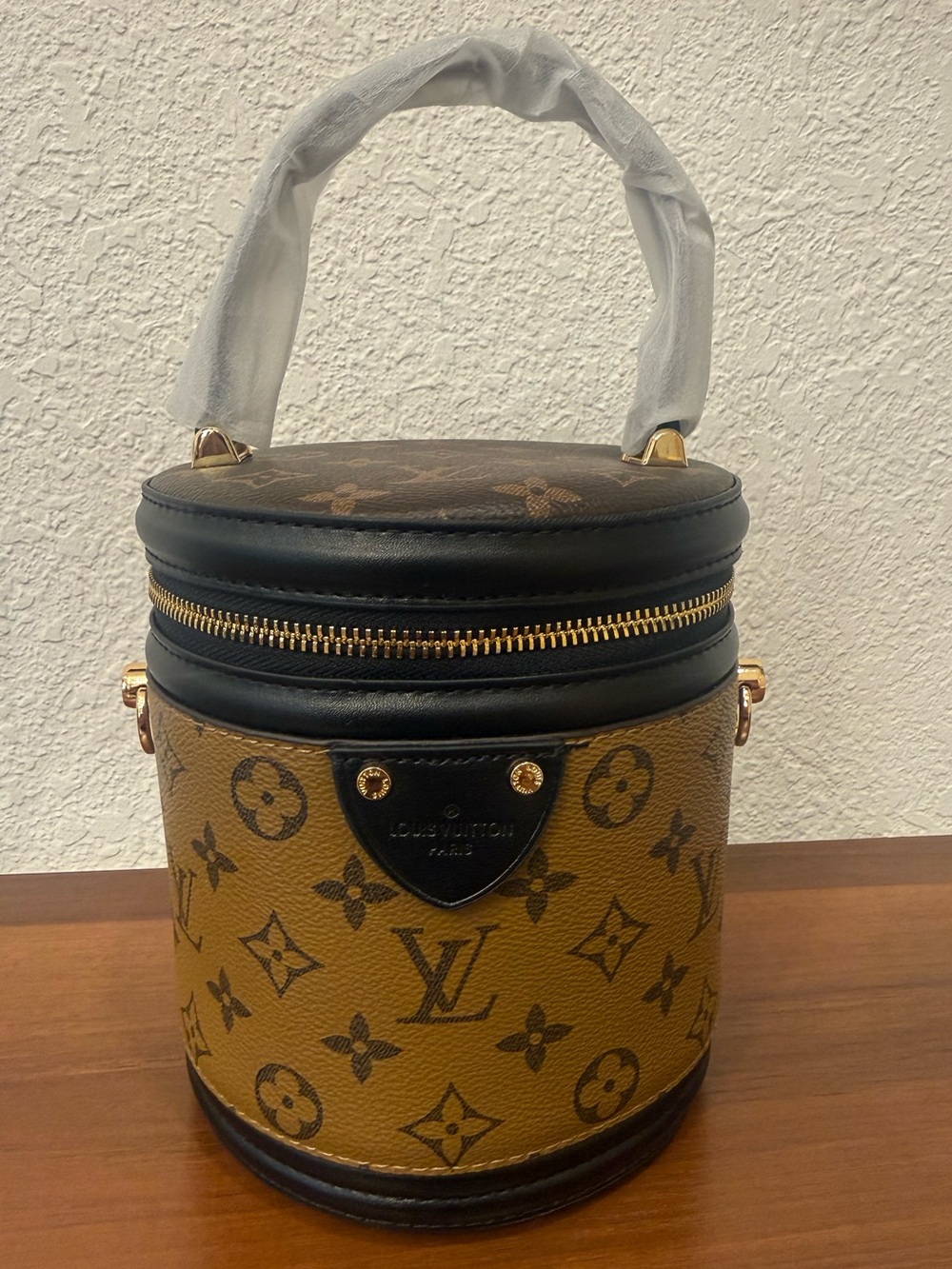 Designer Monogram Round Bag in Brown and Black